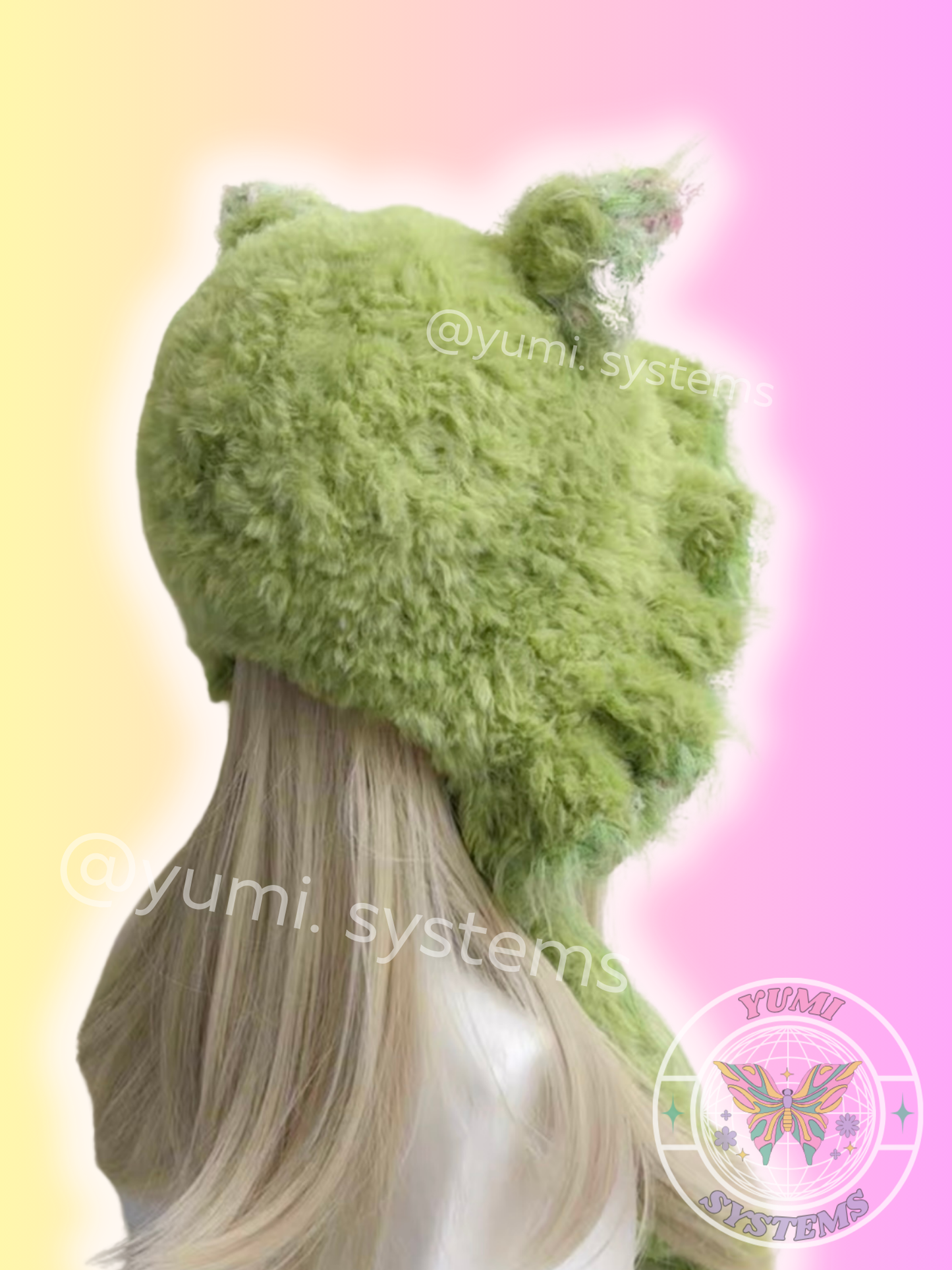 The Matcha Fae | Hand-Knitted Textured Cat Ear Bonnet