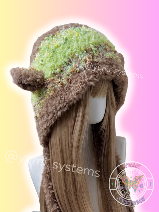 "Moss-Kin" Fuzz-knit Aviator Beanie