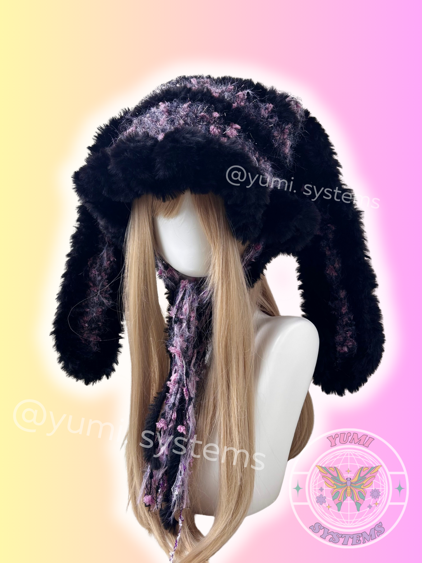 "Shadow-Amethyst" Long-Ear Plush Beanie